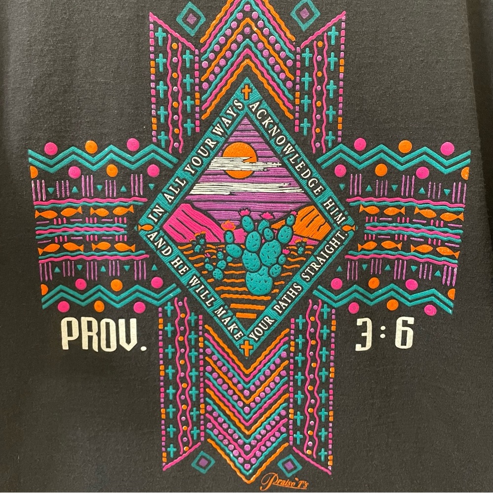 Christian cross shirt proverbs 3:6 black vintage large - Picture 2 of 6